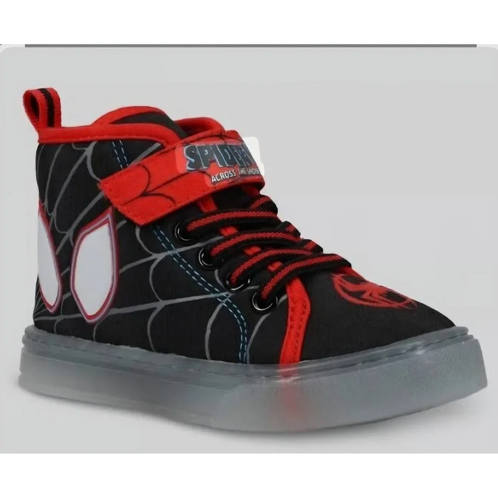 Marvel Spider-Man Kids Light Up High Top Sneakers Black Red Size 12